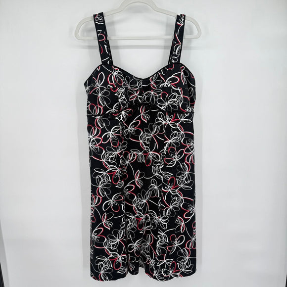 women Laura Plus Y2K Floral Tank Black Red White Dress 20