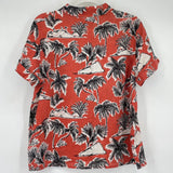 women Tahari NWT Palm Print Linen Red Woven Top M