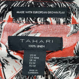 women Tahari NWT Palm Print Linen Red Woven Top M