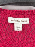 women Coldwater Creek Cotton Blend Striped Cardigan Pink Sweater 2X