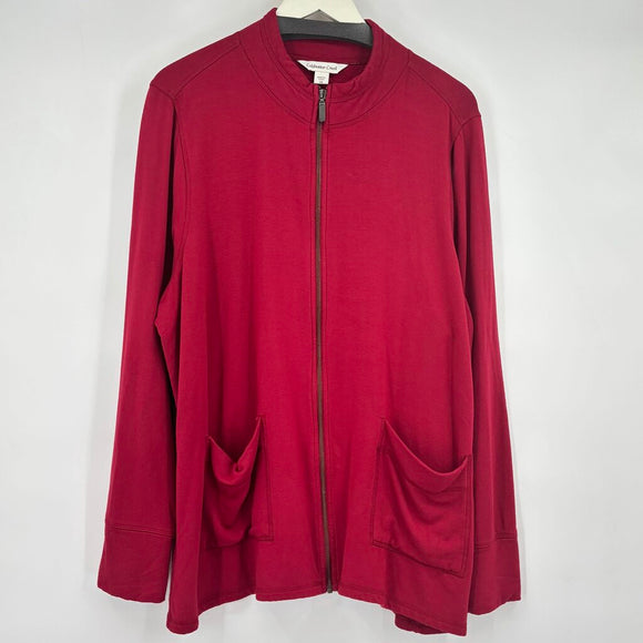 women Coldwater Creek Full Zip Lightweight Red Jacket 2X