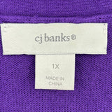 women CJ Banks Cotton Cardigan Purple Sweater 1X