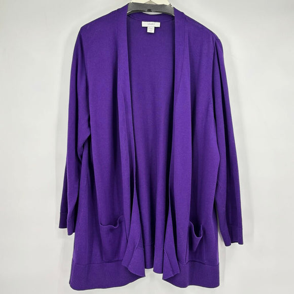 women CJ Banks Cotton Cardigan Purple Sweater 1X