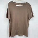 women The Tog Shop Short Sleeve Tee Brown Knit Top L