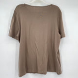 women The Tog Shop Short Sleeve Tee Brown Knit Top L