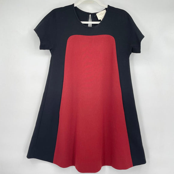 women Kate Spade Color Block Mini Swing Black & Brick Red Dress 2