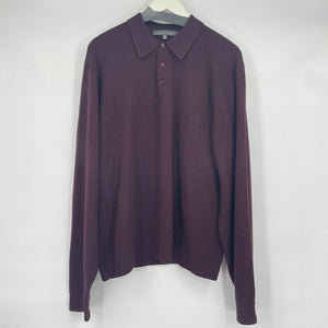 men Robert Barakett Wool/Silk/Cashmere Collared Sweater Burgundy Sweater XXL