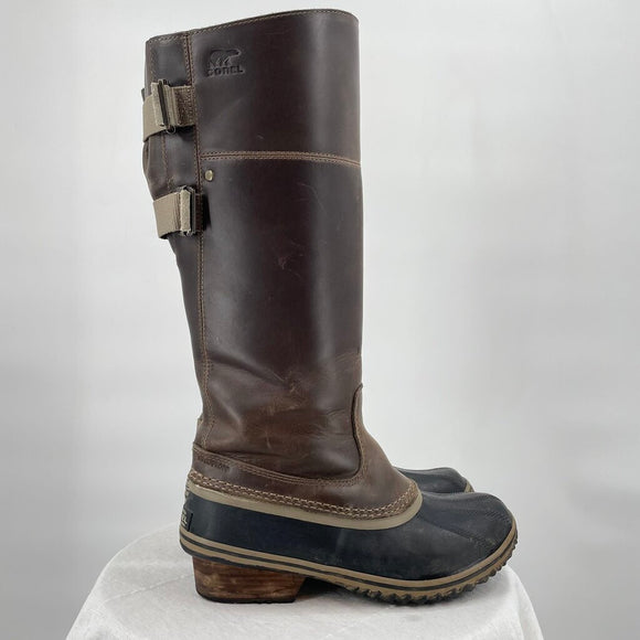 women Sorel Slimpack Tall Boot Brown Shoes 8