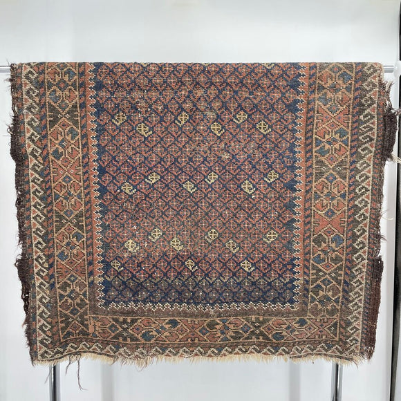 Worn Antique Balochi Rug 34x54 Home Decor