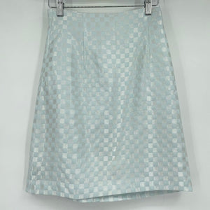 women Isabel Ardee Vintage Checkered Pencil Ice Blue Skirt UK8/US4.
