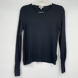 women J. Crew Fine Gauge Merino Wool Crewneck Black Sweater S