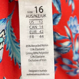 women Sea Level Swim Floral Print Rucket One-Piece Red and Blue Swimwear XL