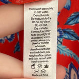 women Sea Level Swim Floral Print Rucket One-Piece Red and Blue Swimwear XL
