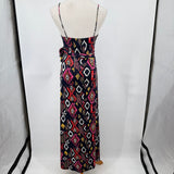 women MISA Los Angeles Patterned Knit Maxi Navy Blue Dress M