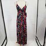 women MISA Los Angeles Patterned Knit Maxi Navy Blue Dress M