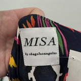 women MISA Los Angeles Patterned Knit Maxi Navy Blue Dress M