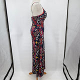 women MISA Los Angeles Patterned Knit Maxi Navy Blue Dress M