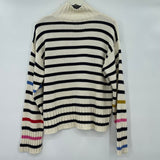 women Kerri Rosenthal Striped Turtleneck Cotton/Cashmere MSRP $268 Cream Sweater M