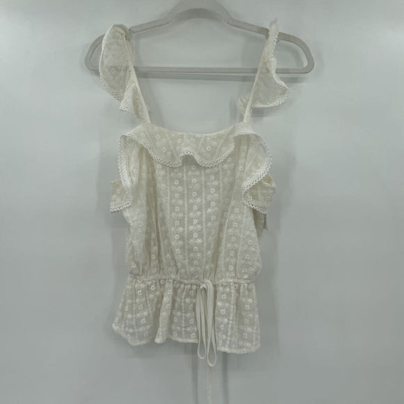 women J.O.A White Embroidery White Woven Top S