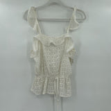 women J.O.A White Embroidery White Woven Top S