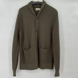 men Taylor Stitch Textured Cardigan Army Green Sweater 44/XL