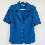 women Eri + Ali - Anthro Textured Button Front Blue Knit Top M