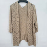 women CJ Banks Crochet Cardigan Tan Sweater 1X