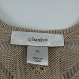 women CJ Banks Crochet Cardigan Tan Sweater 1X