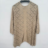 women CJ Banks Crochet Cardigan Tan Sweater 1X