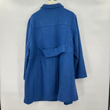 women Lands End Wool Blend Overcoat Blue Coat 24W