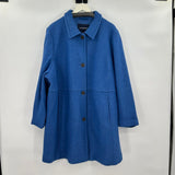 women Lands End Wool Blend Overcoat Blue Coat 24W