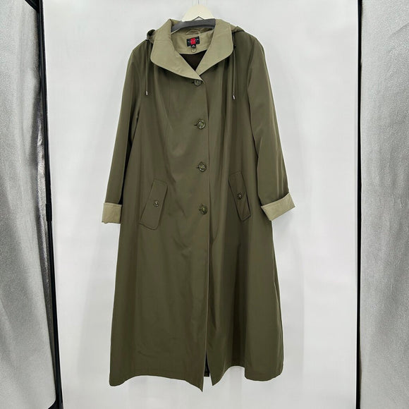 women Gallery Water Resistant w/Removable Liner Green Coat 2x