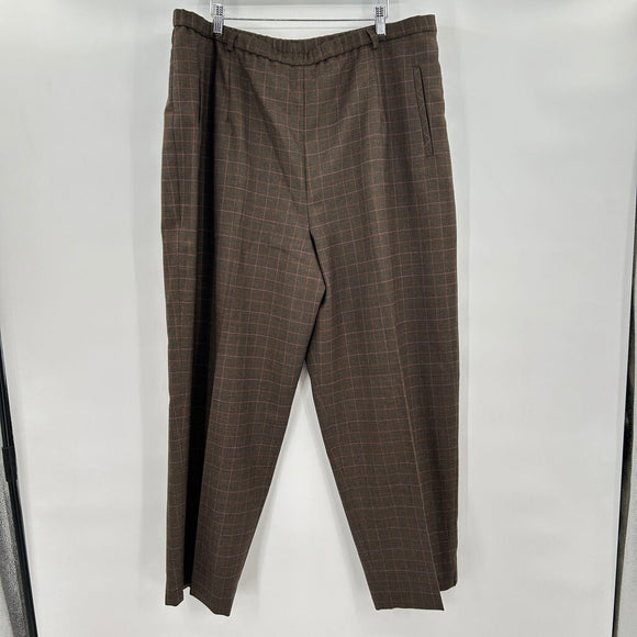 women Pendleton 100% Wool Plaid Brown Pants 22W
