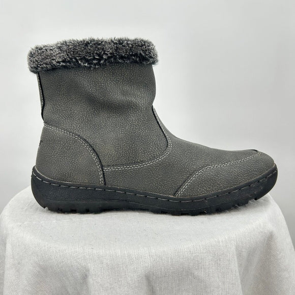 women Khombu Faux Fur Trim Low Addison Boots Gray Shoes 10