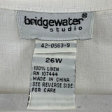 women Bridgewater Studio Linen Button Front White Woven Top 26W