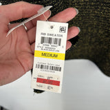 women Alfani NWT Ribbed Metallic Black Gold Sweater M