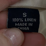 men Indigo Palms Linen Button Front White Woven Top S