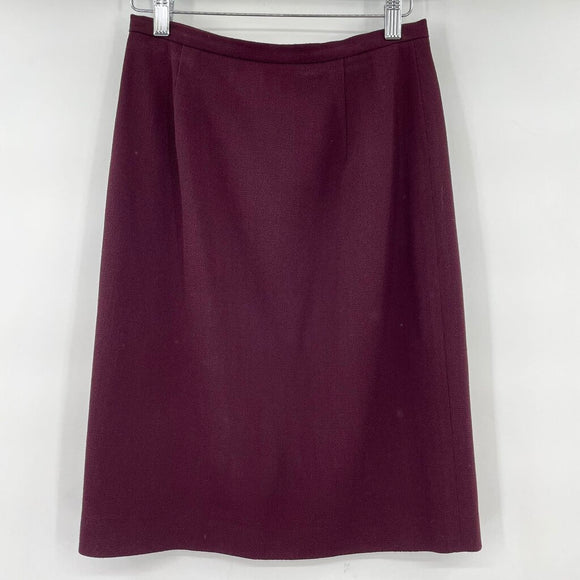 women Ann Taylor Wool Pencil Plum Skirt 4