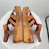 women Bed Stu Fabiola Wooden Sole Leather Sandals MSRP $190 Brown Multi Shoes 7