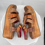 women Bed Stu Fabiola Wooden Sole Leather Sandals MSRP $190 Brown Multi Shoes 7