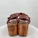 women Bed Stu Fabiola Wooden Sole Leather Sandals MSRP $190 Brown Multi Shoes 7
