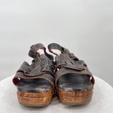women Bed Stu Fabiola Wooden Sole Leather Sandals MSRP $190 Black Shoes 7