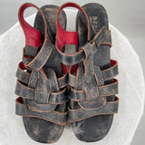 women Bed Stu Fabiola Wooden Sole Leather Sandals MSRP $190 Black Shoes 7