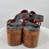 women Bed Stu Fabiola Wooden Sole Leather Sandals MSRP $190 Black Shoes 7