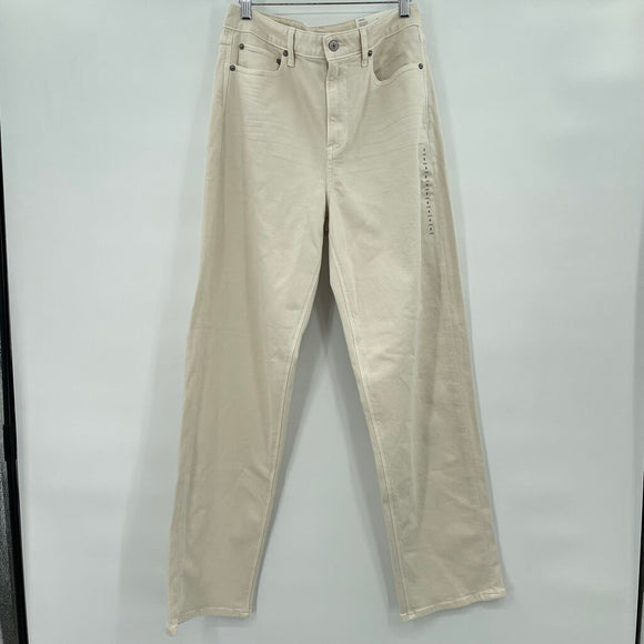 women American Eagle NWT Super High Rise Baggy Straight Cream Jeans 8L/29