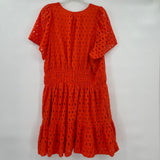 women Anthropologie Mini Somerset Eyelet Edition Hot Bright Coral Dress 3X