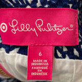 women Lilly Pulitzer Upstream Fish Print Shift Navy White Dress 6