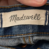 women Madewell High Waisted Raw Hem Blue Shorts 30/10