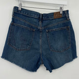 women Madewell High Waisted Raw Hem Blue Shorts 30/10