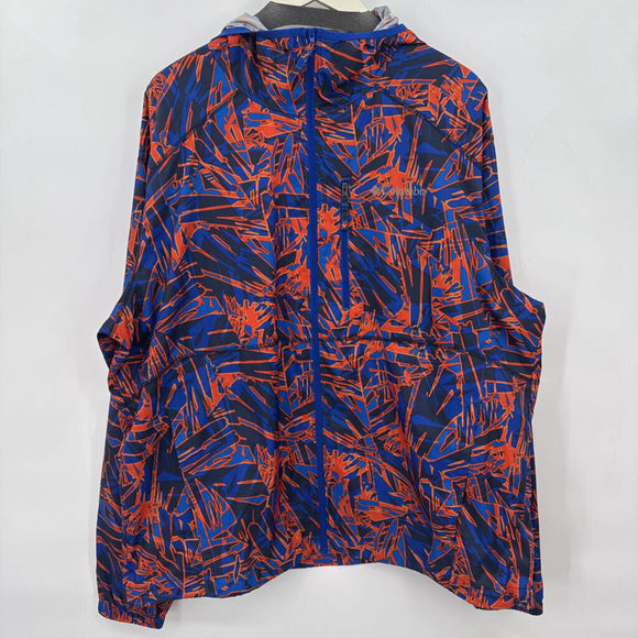 men Columbia Patterned Windbreaker Blue and Orange Jacket XL